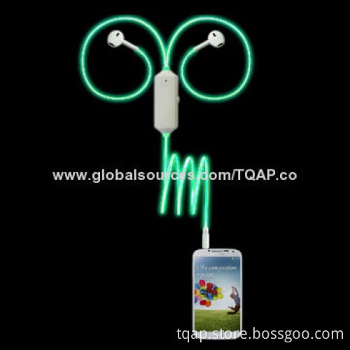 Earphone with Light Cable, (EL Cable), (Neon Light)